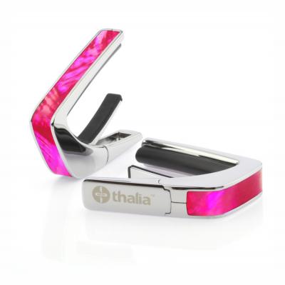 Thalia Capo 200 in Chrome Finish with Pink Angel Wing Inlay カポタスト
