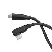 CIO USB type C to C 片側L字 1m ブラック USBケーブル 急速充電対応 シリコン充電ケーブル