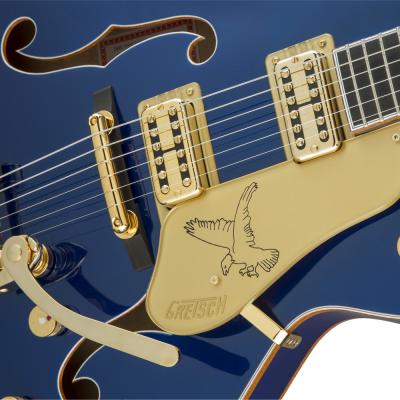 GRETSCH グレッチ G6136TG Limited Edition Falcon with String-Thru Bigsby Azure Metallic エレキギター ボディアップ ロゴ 画像