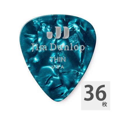 JIM DUNLOP 483 Genuine Celluloid Turquoise Pearloid Thin ギターピック×36枚