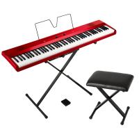 KORG コルグ L1SP MRED Liano 電子ピアノ メタリックレッド X型ピアノ椅子付きセット