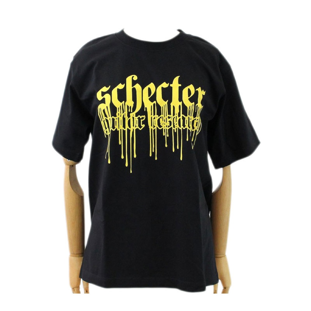 SCHECTER 垂れ文字黄色ロゴ Tシャツ Black Sサイズ