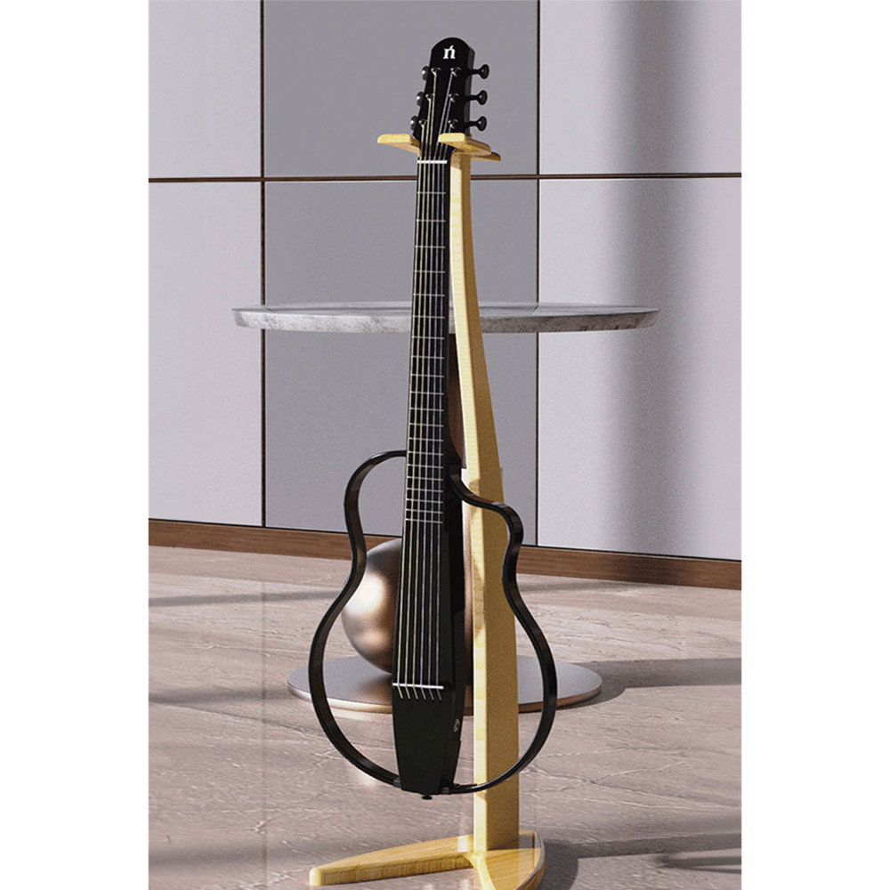 NATASHA ナターシャ NBSG Steel Black スチール弦モデル 竹製 スマートギター スタンドに立てた状態
