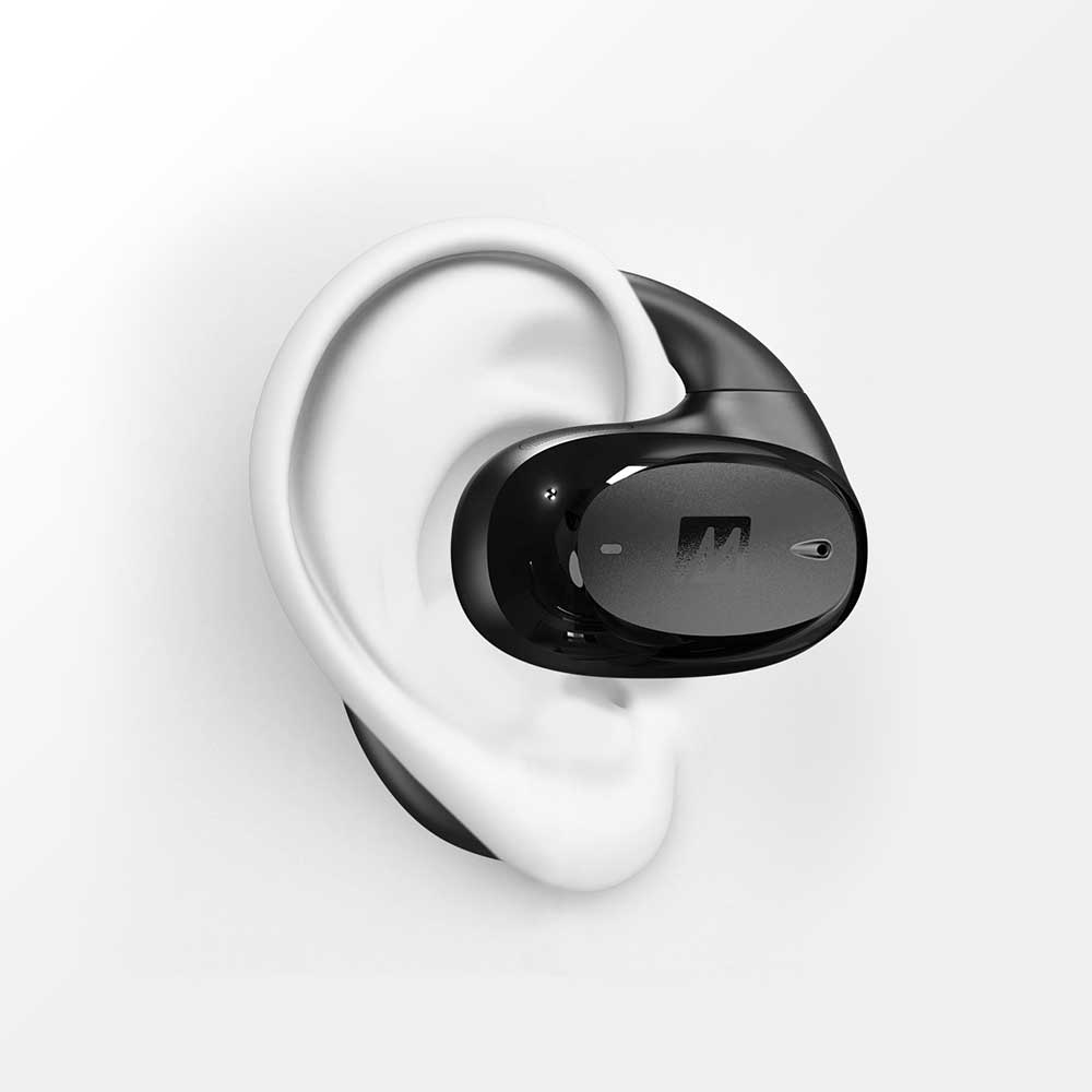 MEE audio ミーオーディオ EP-OE2-BK AirHooks Pro オープンイヤー完全ワイヤレスイヤホン スポーツイヤホン 装着イメージ