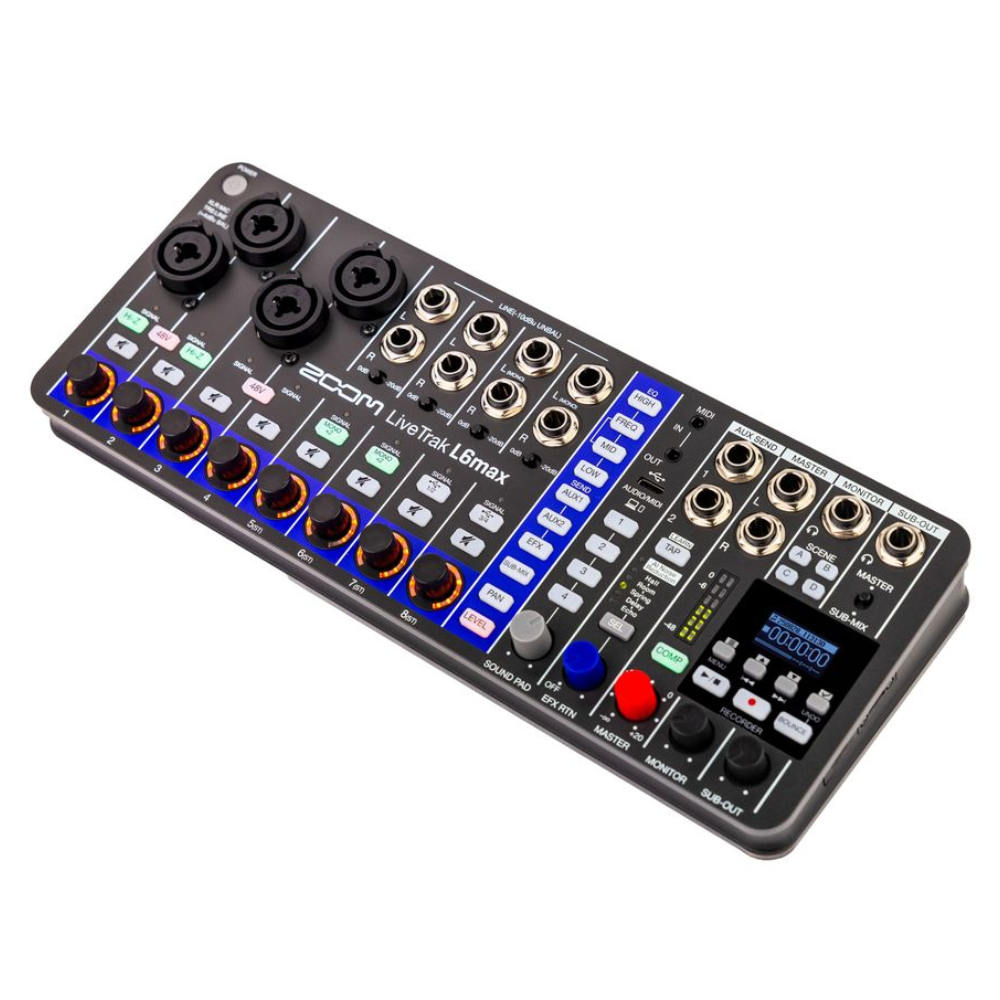 ZOOM ズーム LIVETRAK L6max 12ch デジタルミキサー&レコーダー 本体画像 斜め