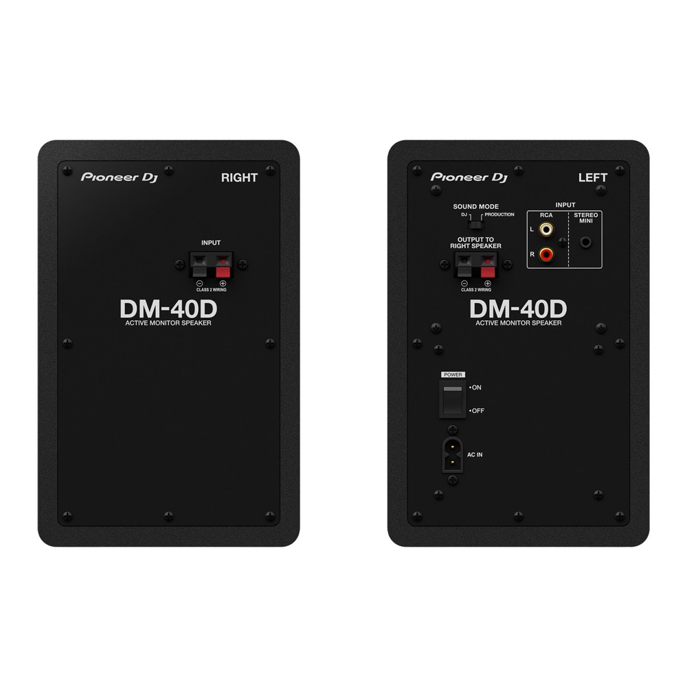 Pioneer DJ PLX-500-K Black ターンテーブル リスニングセット Pioneer DJ DM-40D付きセット Pioneer DJ DM-40D Black パワードモニタースピーカー 1ペア（2台）の背面画像