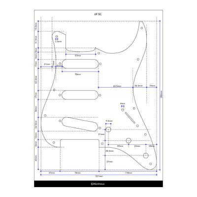 Montreux 69 SC pickguard relic Retrovibe Parts No.260 ピックガード 寸法図