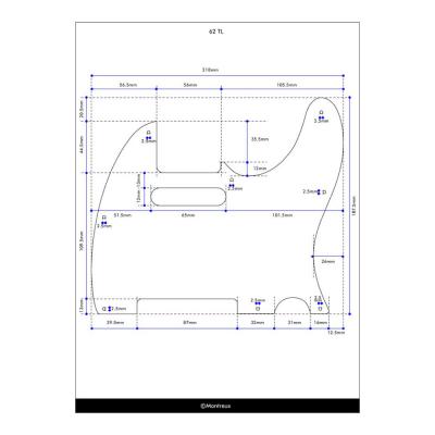 Montreux 62 TL pickguard Aged White relic Retrovibe Parts No.1301 ピックガード 寸法図