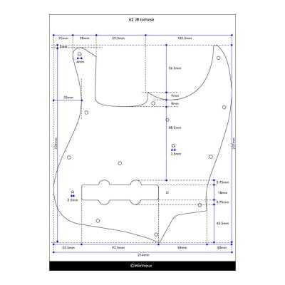 Montreux 62 JB pickguard Aged White relic Retrovibe Parts No.1484 ピックガード 寸法図