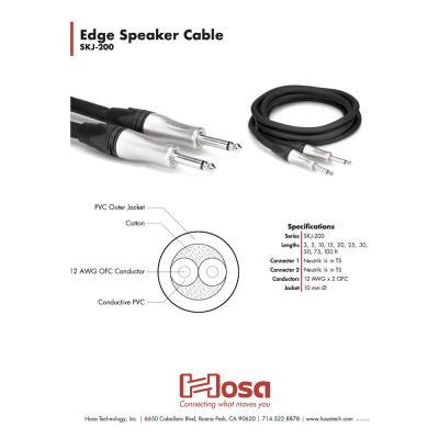 Hosa SKJ-220 6m モノラルフォンオス-モノラルフォンオス スピーカーケーブル ケーブル構造詳細画像