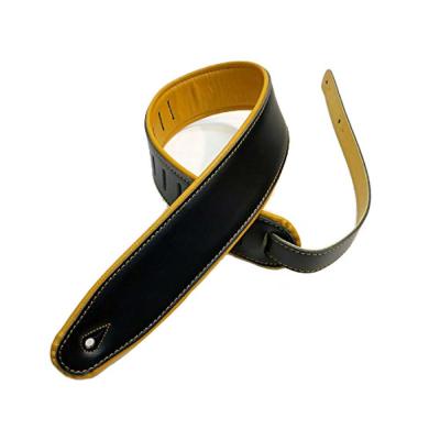 RENEGADE Super Deluxe Rolled Edge Leather Neoprene Black Yellow ギターストラップ