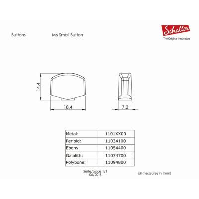 SCHALLER M6 135 Locking CH Small Button 4L2R ギター用ペグ 6個セット ボタン寸法図画像