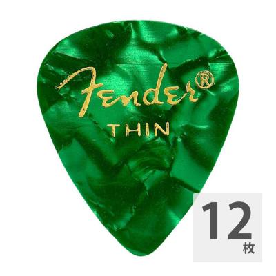 Fender 351 Shape Green Moto Thin ギターピック 12枚入り