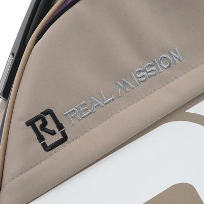 REAL MISSION(リアルミッション) Venus04-B Beige/Purple 防水 エレキベースケース・ギグケース 生地表面の質感・刺繍ロゴ