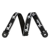 Fender Quick Grip Locking End Strap Black with White Running Logo 2" ギターストラップ