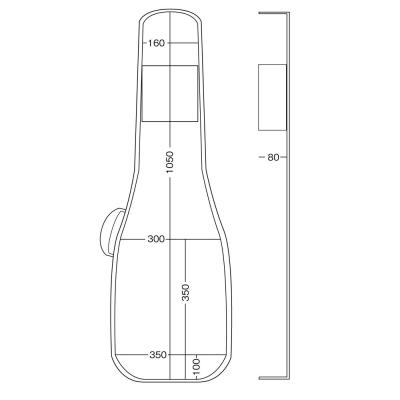 KIKUTANI GVB-60E エレキギター用ギグバッグ 寸法図