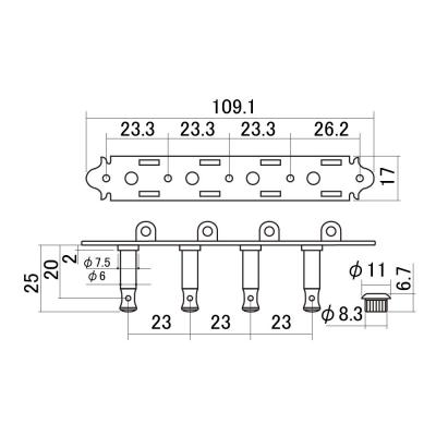 SCUD MF-40GS Fモデルマンドリン用ペグ サイズ説明画像
