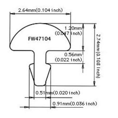 Jescar Frets #47104 NS18% 24pcs set No.948 フレット 寸法図