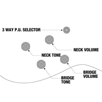 IBANEZ AF75-BS エレキギター コントロールノブ部説明画像
