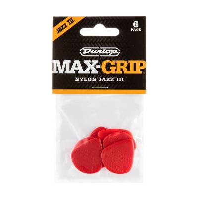 JIM DUNLOP Max-Grip Jazz III Nylon Pick RD ギターピック×6枚入り 6枚パック