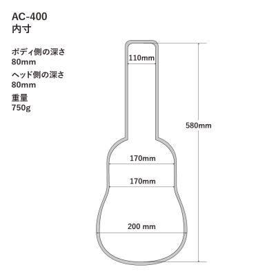 A.A.A. by HOSCO AC-400NV ソプラノウクレレケース 寸法図