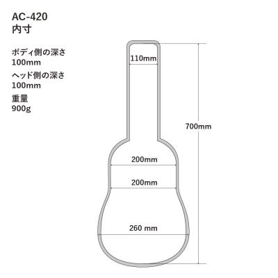 A.A.A. by HOSCO AC-420NV テナーウクレレケース 寸法図