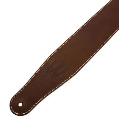 WARWICK Teambuilt Genuine Leather Bass Strap Brown Blind Embossing ベースストラップ ストラップ穴