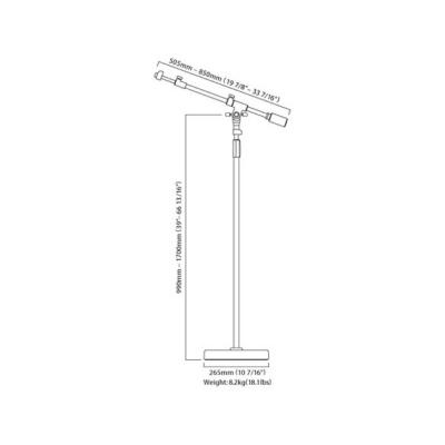 TAMA MS736RBK Round Base Telescoping Boom Stand ブームマイクスタンド 寸法図