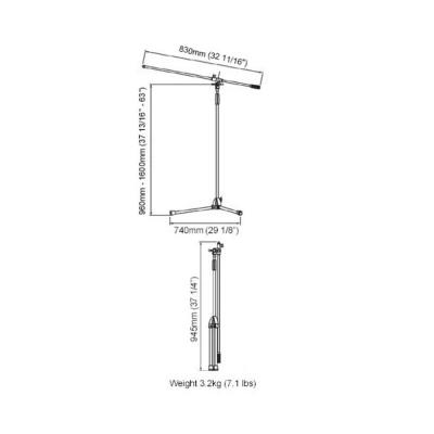 TAMA MS205 Boom Stands ブームマイクスタンド 寸法図