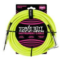 ERNIE BALL 6080 10’ Braided Straight Angle Instrument Cable Neon Yellow ギターケーブル