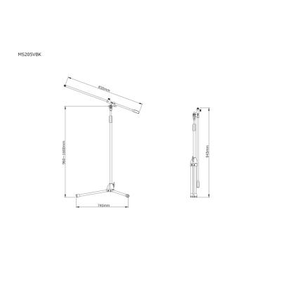 TAMA MS205VBK Boom Stand ブームマイクスタンド 寸法図