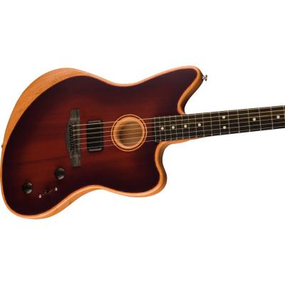 Fender American Acoustasonic Jazzmaster All-Mahogany Bourbon Burst エレクトリックアコースティックギター ボディアップの画像