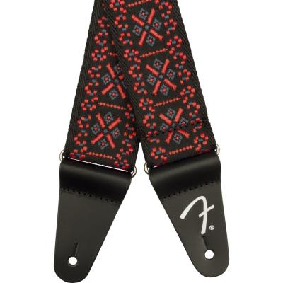 Fender Pasadena Woven Strap Lattice Red 2' ギターストラップ ストラップエンド画像