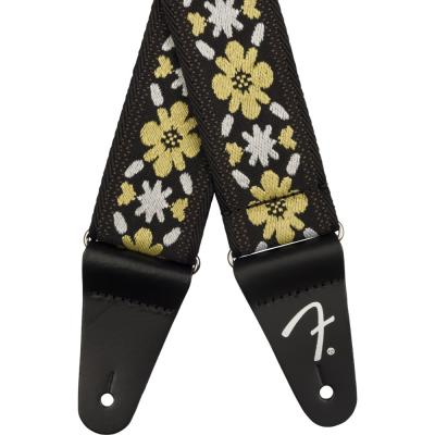 Fender Pasadena Woven Strap Yellow Clover 2' ギターストラップ ストラップエンド画像