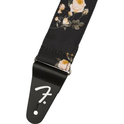 Fender Floral Strap Black 2' ギターストラップ ストラップエンド画像