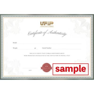 UFiP CLASS ALBERTO SET 1 (14' HIHAT + 16' CRASH + 20' RIDE 全てLow Pitch) シンバルセット 認定書サンプル