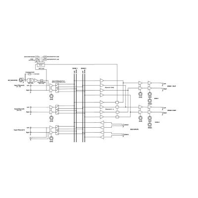 ART MX624 6チャンネル 2ゾーン・ステレオ・ミキサー／ダッカー ステレオ・ミキサー ブロック・ダイアグラム 画像
