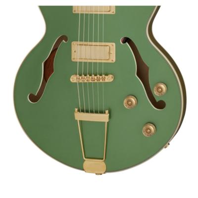 Epiphone UpTown Kat ES Emerald Green Metallic エレキギター ブリッジ、ピックアップ、Fホール、コントロール部画像