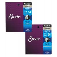 ELIXIR エリクサー 11075 2Pack ACOUSTIC 80/20 Bronze POLYWEB Light-Medium 12-56 アコースティックギター弦 2セットパック