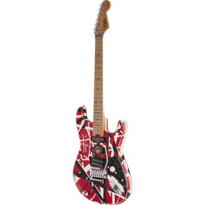 EVH イーブイエイチ Striped Series Frankenstein Frankie， Maple Fingerboard， Red with Black Stripes Relic エレキギター 右サイドからトップ