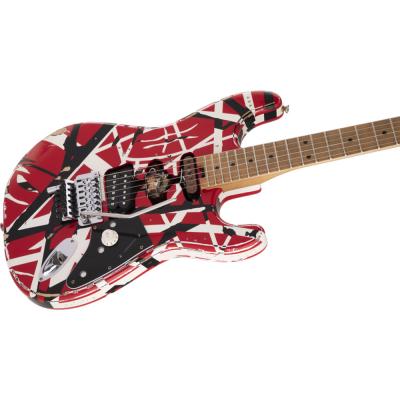 EVH イーブイエイチ Striped Series Frankenstein Frankie， Maple Fingerboard， Red with Black Stripes Relic エレキギター コントロール側トップからサイド