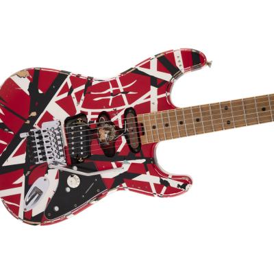 EVH イーブイエイチ Striped Series Frankenstein Frankie， Maple Fingerboard， Red with Black Stripes Relic エレキギター ボディトップ