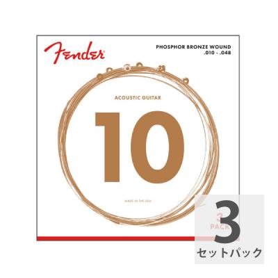 Fender フェンダー Phosphor Bronze Acoustic Guitar Strings Ball End 60XL 010-048 3-Pack アコースティックギター弦 3セットパック