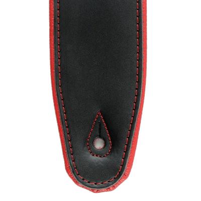 RENEGADE レネゲード Super Deluxe Rolled Edge Leather Neoprene Insert Black Red ギターストラップ 詳細図