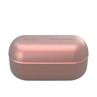 NUARL ヌアール mini3 EARBUDS コンパクト 完全ワイヤレスイヤホン MINI3-RG (ローズゴールド) 充電ケースの蓋を閉じた状態
