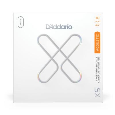 【3セットパック】 D’Addario ダダリオ XSAPB1047-3P XS PB Extra Light 10-47 アコースティックギター弦 フォスファーブロンズ