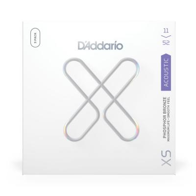 【3セットパック】 D’Addario ダダリオ XSAPB1152-3P XS Phosphor Bronze 11-52 アコースティックギター弦 フォスファーブロンズ