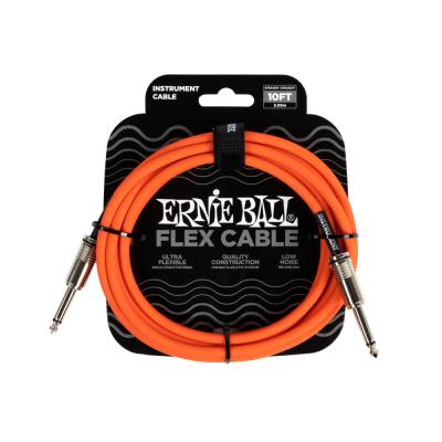 ERNIE BALL アニーボール EB 6416 FLEX CABLE 10’ SS  OR 10フィート（約3メートル） 両側ストレートプラグ オレンジ ギターケーブル