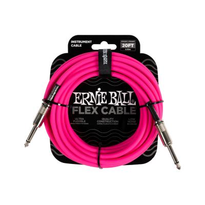 ERNIE BALL アニーボール EB 6418 FLEX CABLE 20’ SS PK 20フィート(約6メートル) 両側ストレートプラグ ピンク ギターケーブル