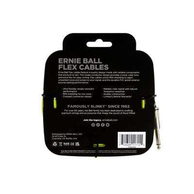 ERNIE BALL アニーボール EB 6419 FLEX CABLE 20’ SS  GR 20フィート（約6メートル） 両側ストレートプラグ グリーン ギターケーブル パッケージ裏